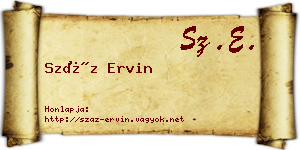 Száz Ervin névjegykártya